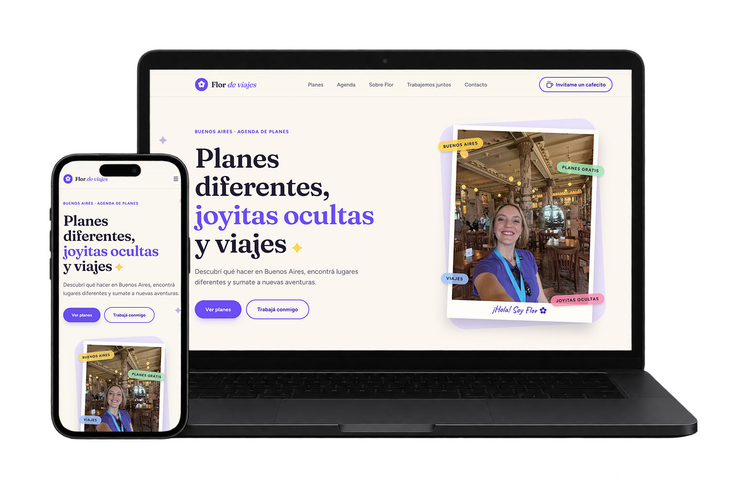 Flor de Viajes desktop-visning